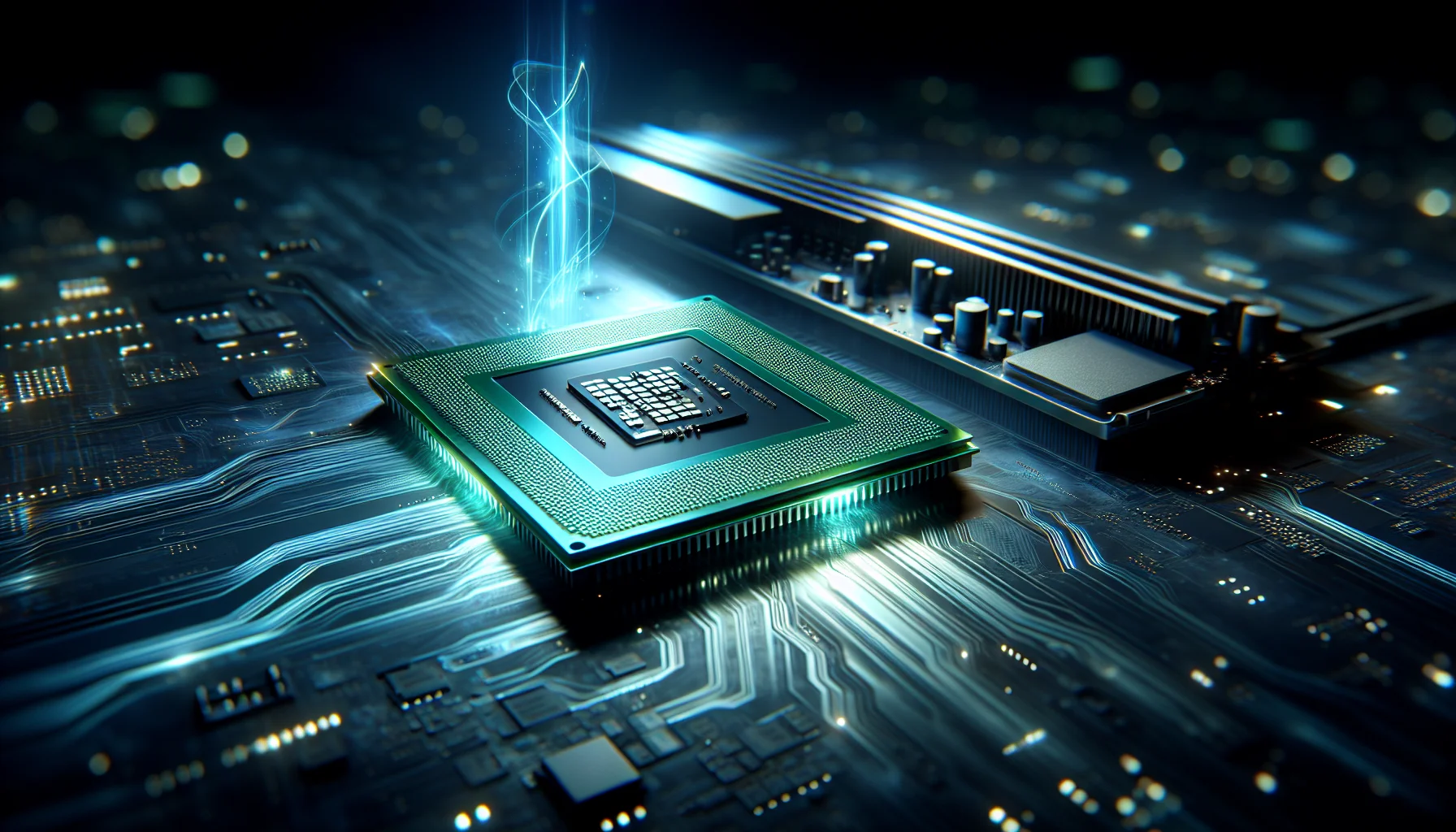 Cận cảnh CPU Intel Core i7-14700K và card đồ họa NVIDIA GeForce RTX 4070 kết hợp, biểu tượng cho sức mạnh gaming 2K.