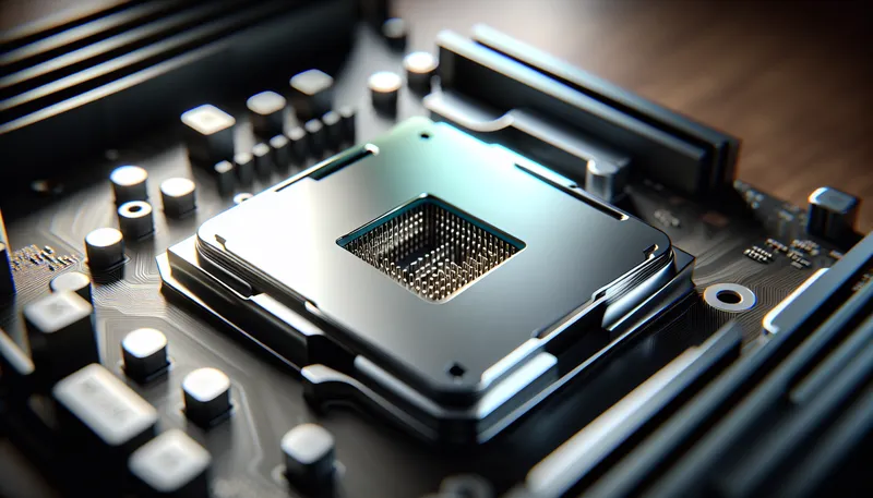 Cận cảnh socket LGA 1700 trên bo mạch chủ, cho thấy khả năng nâng cấp CPU linh hoạt.