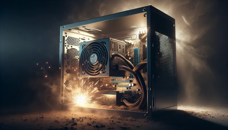 Cảnh báo về sự nguy hiểm của việc sử dụng bộ nguồn PSU kém chất lượng, có thể gây cháy nổ và hỏng hóc linh kiện.