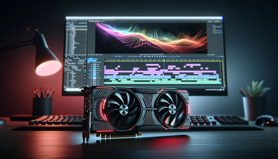 Card đồ họa AMD Radeon với VRAM dồi dào, xử lý dự án video 8K nặng trên DaVinci Resolve.
