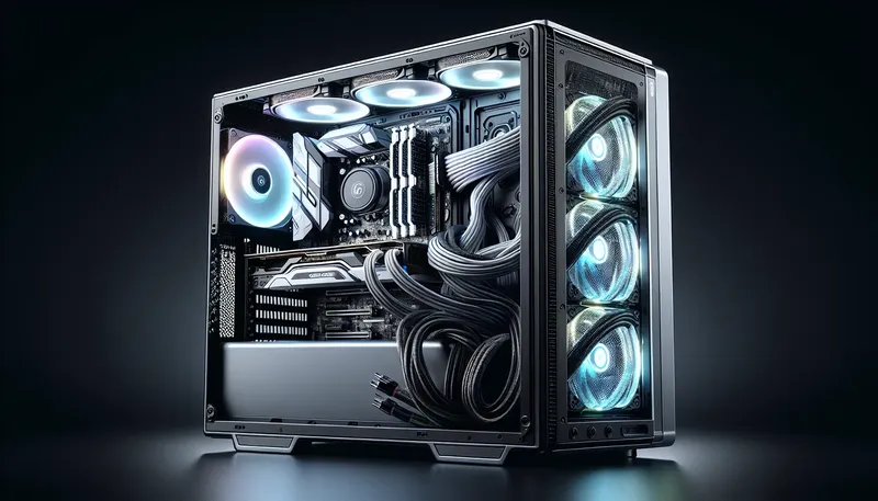 Cấu hình PC gaming cao cấp sử dụng nguồn 850W Gold với dây cáp được sắp xếp gọn gàng.