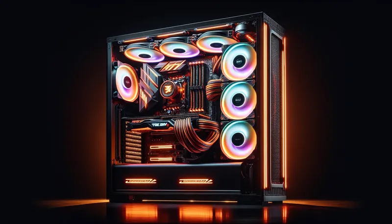 Cấu hình PC gaming toàn năng với CPU i7-14700K, mainboard Z790 cao cấp và tản nhiệt nước AIO 360mm.