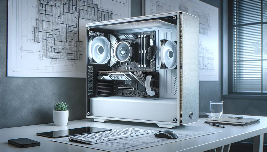 Cấu hình PC workstation cân bằng với Core i7 và RTX 4070 Super cho chuyên gia kiến trúc.