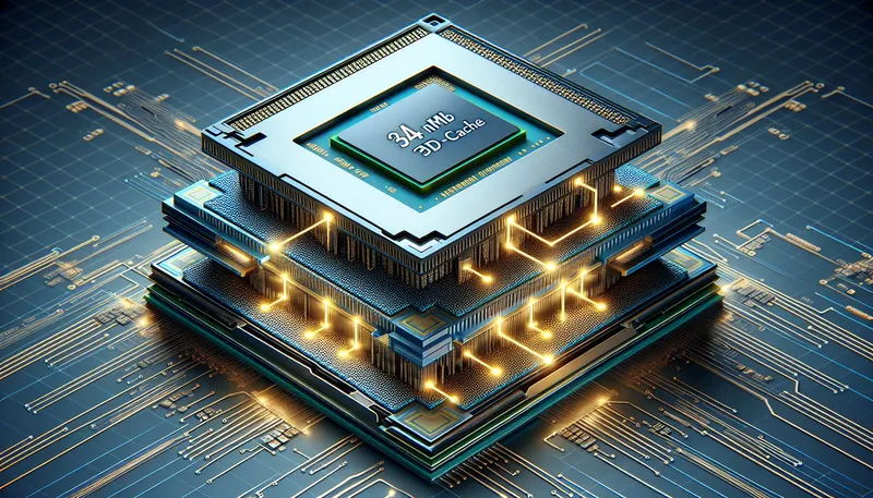 Cấu trúc công nghệ AMD 3D V-Cache trên CPU Ryzen 7 7800X3D.