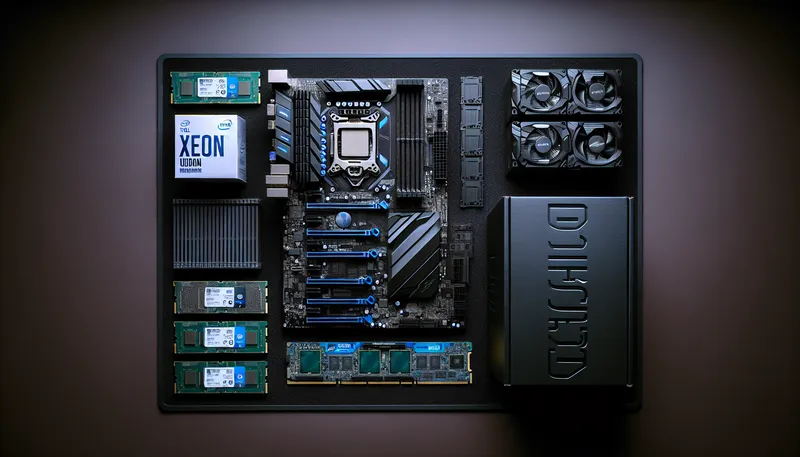 Checklist các linh kiện bắt buộc để build PC chạy RAM ECC, bao gồm CPU Intel Xeon và bo mạch chủ chuyên dụng.