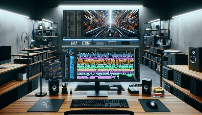 Chuyên gia đồ họa làm việc hiệu quả với Adobe Premiere Pro trên máy tính có 32GB RAM, giúp render video 4K nhanh chóng.