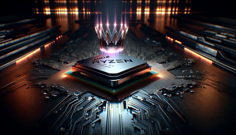 CPU AMD Ryzen 5 7500F được ví như vua hiệu năng trên giá thành với hình ảnh chiếc vương miện tỏa sáng.