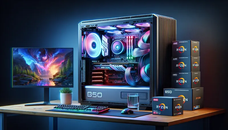 Dàn PC gaming AMD Ryzen 5 sử dụng mainboard B550 và RAM DDR4, tối ưu hiệu năng trên giá thành.