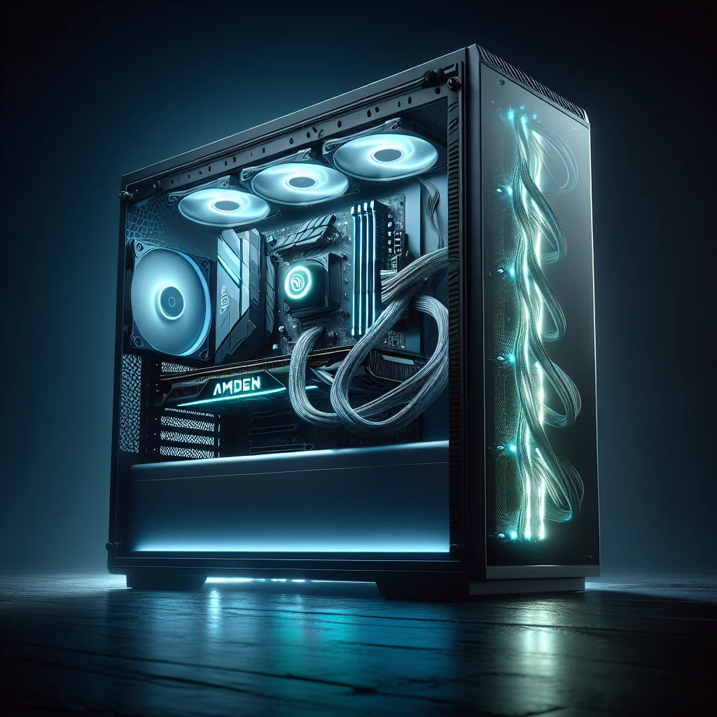 Dàn PC gaming cao cấp với CPU Ryzen 9, card đồ họa RTX 4090 và bộ nguồn chất lượng.