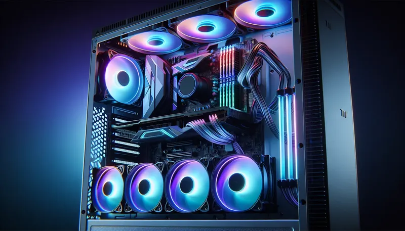 Dàn PC gaming hiệu năng cao được trang bị quạt tản nhiệt gốc nâng cấp lên quạt ARGB.