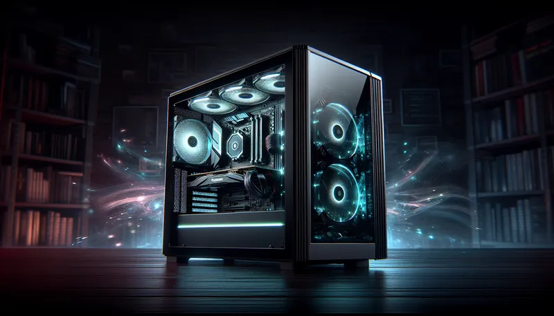 Dàn PC Gaming Intel dưới 20 triệu đồng được lắp ráp chuyên nghiệp với vỏ case kính cường lực và đèn LED xanh.