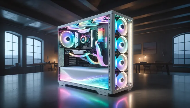 Dàn PC gaming được đồng bộ LED ARGB hiệu ứng cầu vồng lung linh, đẹp mắt.