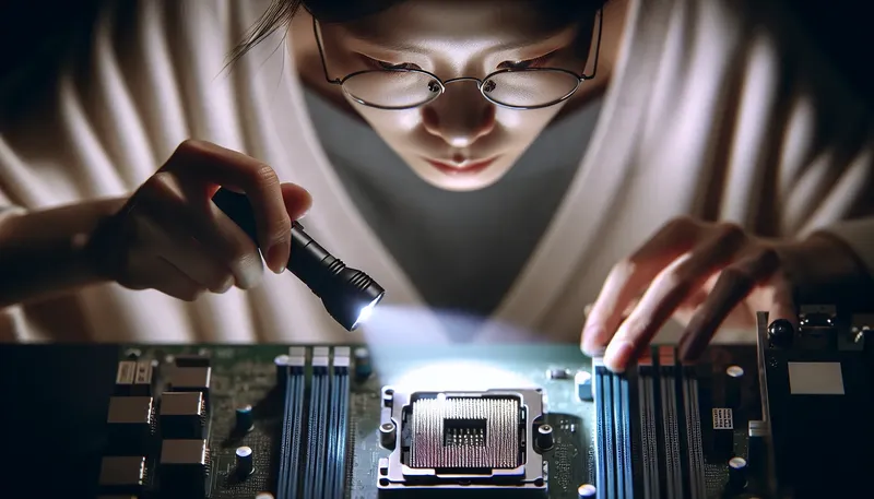 Dùng đèn pin soi kỹ chân socket mainboard cũ để đảm bảo không bị cong, gãy.