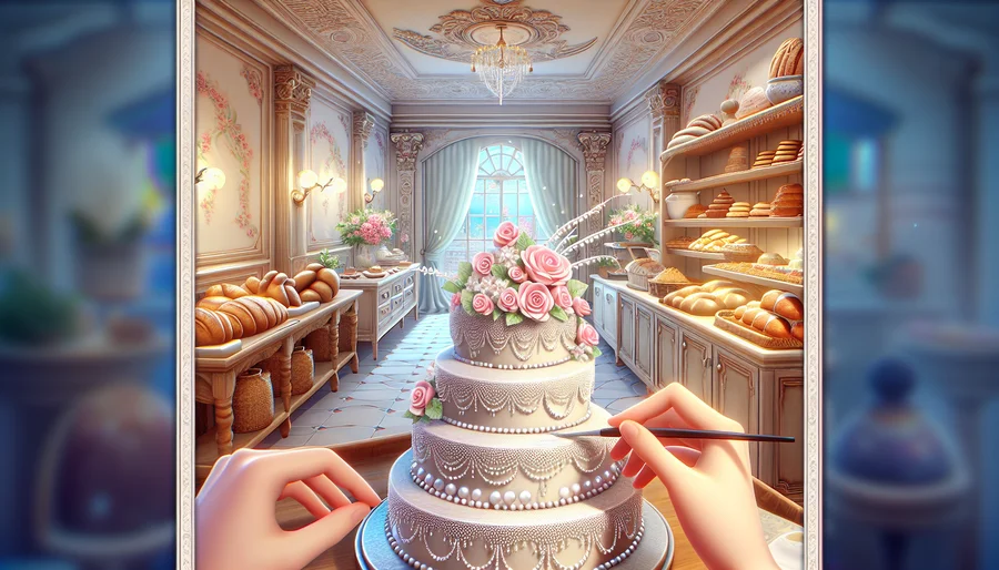 Game làm bánh kem và bán bánh cho phép người chơi tự do sáng tạo và thiết kế tiệm bánh.