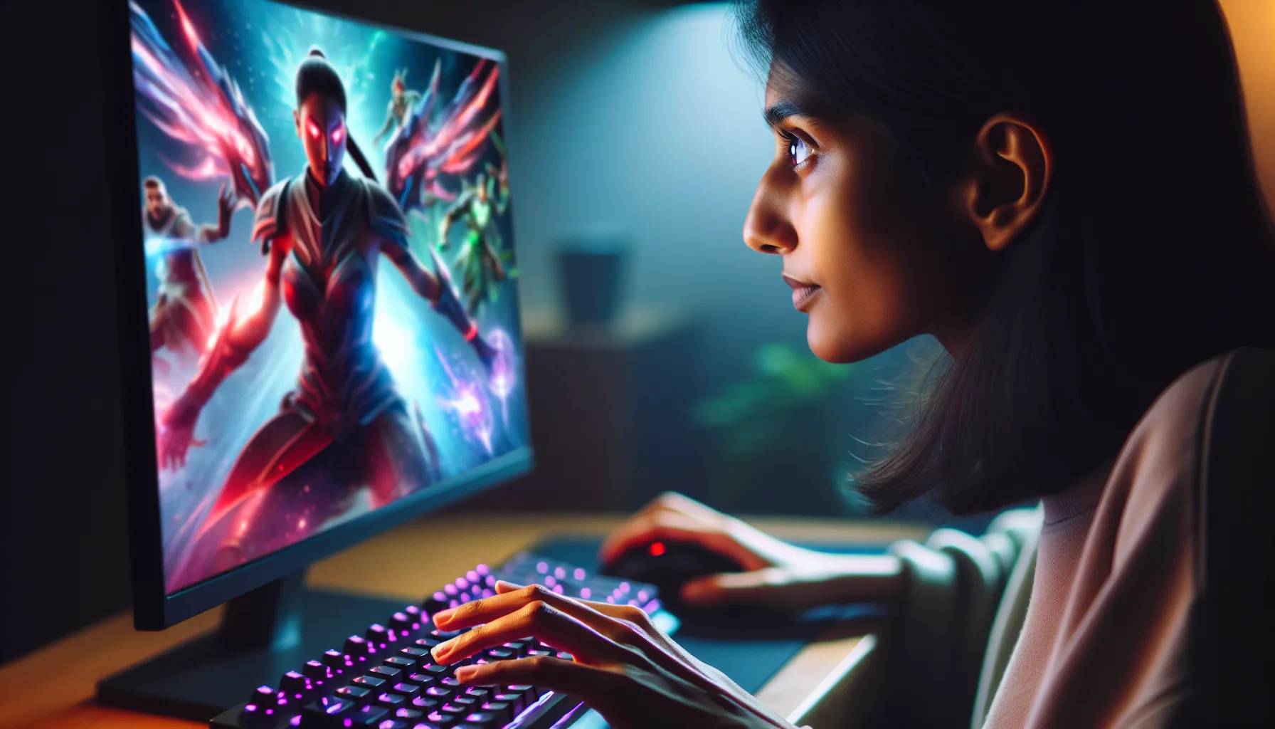 Game thủ chơi game đồ họa cao.