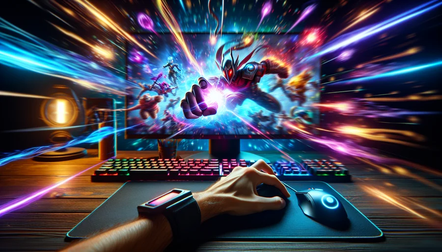 Game thủ thực hiện cú lướt chuột nhanh trên lót chuột Speed khi đang chơi game MOBA LMHT.