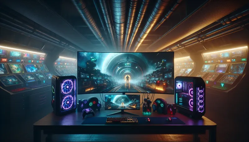 Góc gaming cao cấp với màn hình 2K và 4K, minh họa cho việc lựa chọn màn hình PC gaming 2025.