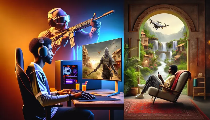 Hai profile game thủ: một người chơi eSports try-hard với màn hình 2K 240Hz và một người chơi game AAA đắm chìm với màn hình 4K.