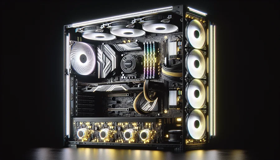 Hệ thống PC sử dụng toàn bộ linh kiện Corsair được đồng bộ LED RGB qua phần mềm iCUE với hiệu ứng phức tạp.