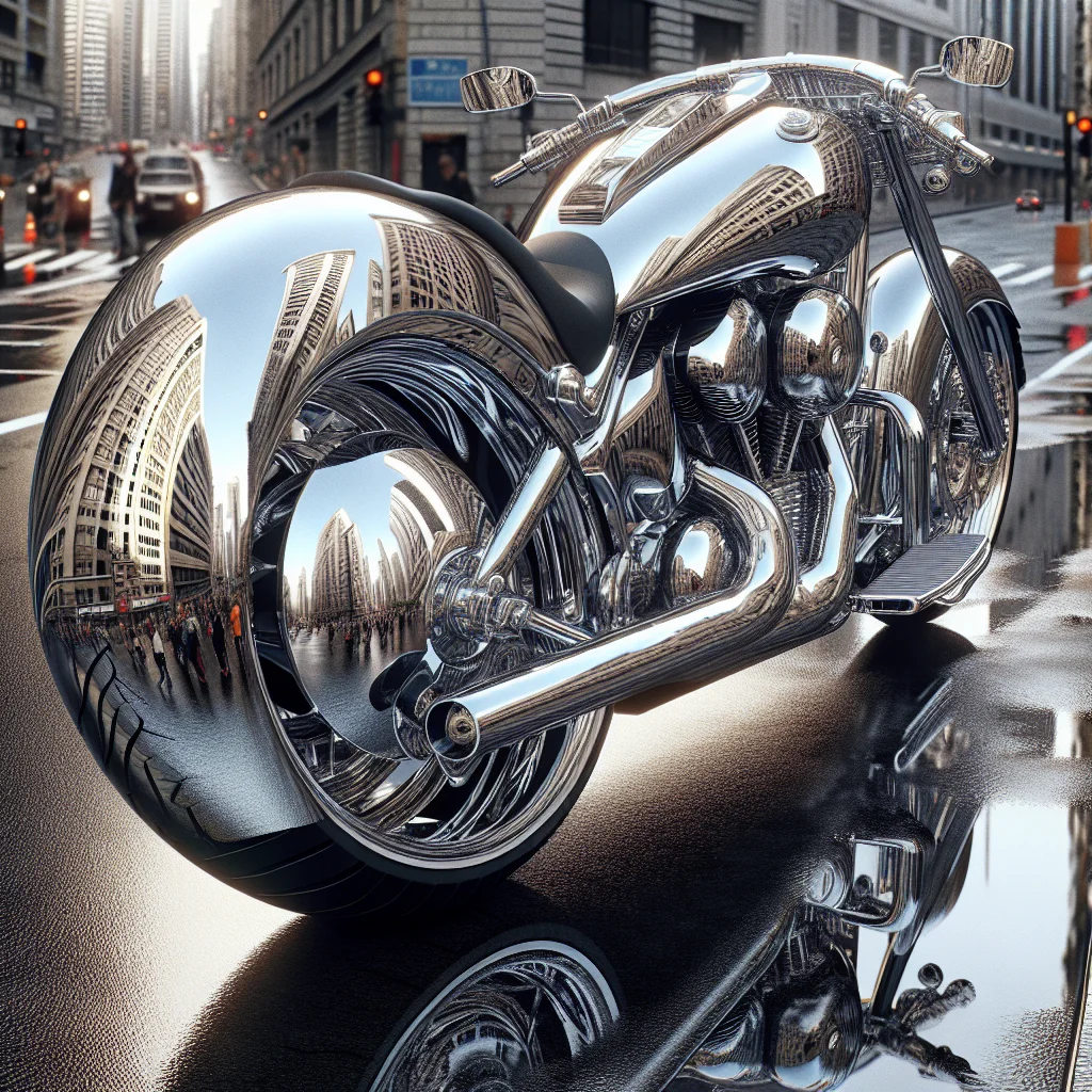 Hiệu ứng phản chiếu Ray Tracing (Reflections) ngoạn mục trên bề mặt kim loại của xe máy trong game.