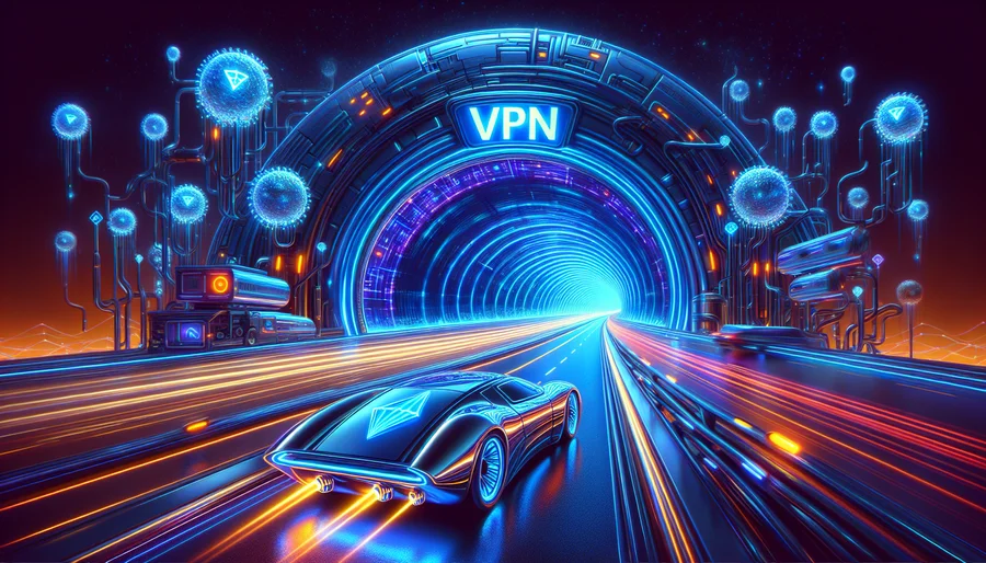Hình ảnh minh họa đường hầm VPN bọc thép, bảo vệ dữ liệu người dùng trên đại lộ internet công cộng.