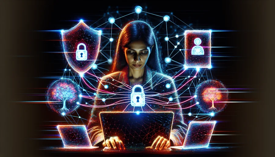 Hình ảnh người dùng nhiều thiết bị kết nối mạng VPN bảo vệ.