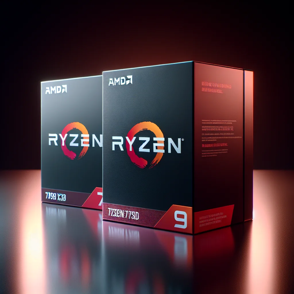 Hộp sản phẩm CPU AMD Ryzen 9 7950X3D và Ryzen 9 7950X.