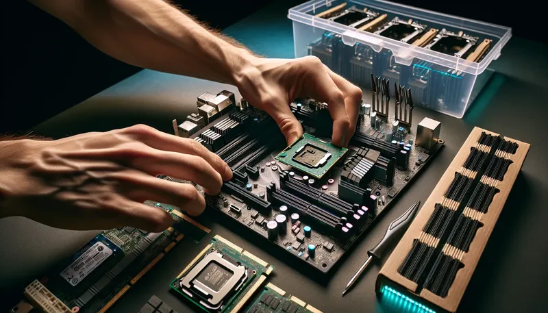Hướng dẫn các bước lắp ráp PC gaming 20 triệu cho người mới, cắm RAM vào khe dual channel.