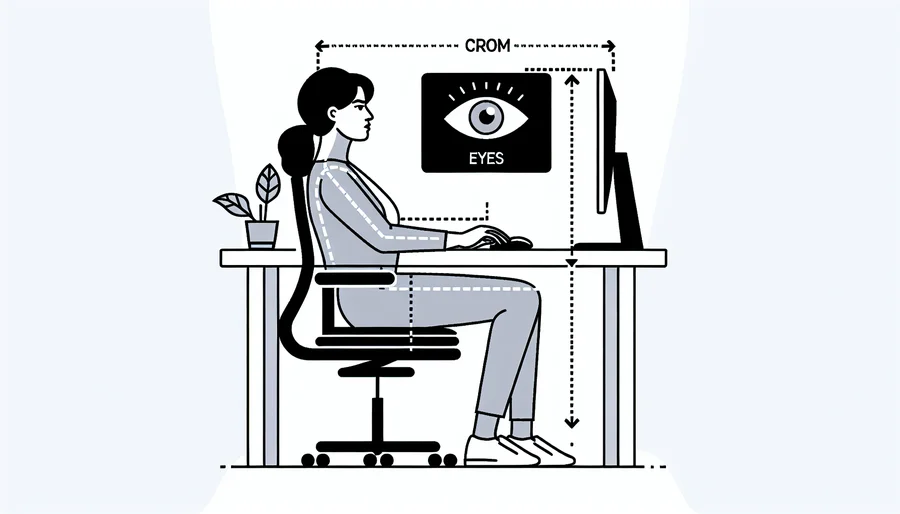 Hướng dẫn điều chỉnh chiều cao và khoảng cách màn hình máy tính đúng chuẩn công thái học để bảo vệ mắt và cổ.