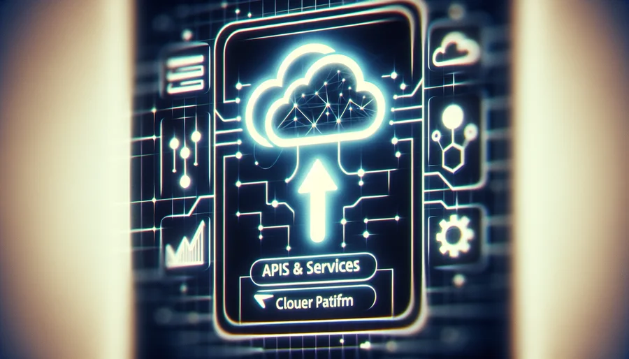 Hướng dẫn tìm mục APIs & Services trong Google Cloud Console.
