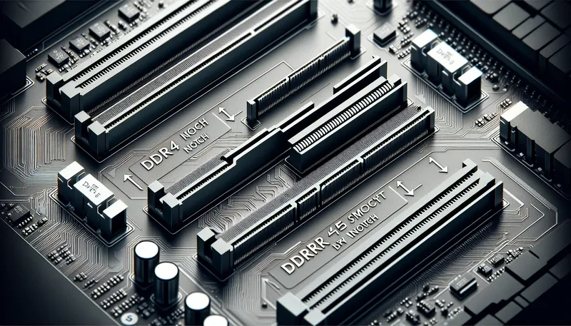 Khe cắm RAM DDR4 và DDR5 có thiết kế vật lý khác nhau và không thể lắp lẫn.