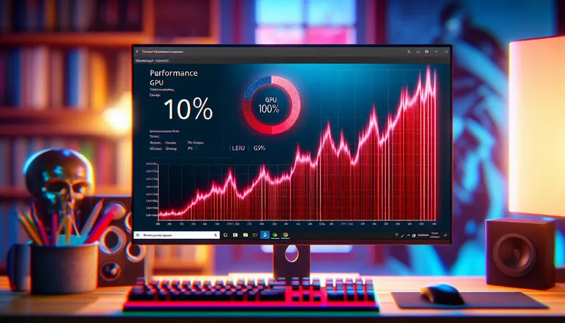 Kiểm tra hiệu năng PC bằng Task Manager để xác định card đồ họa đang hoạt động 100% gây nghẽn cổ chai.