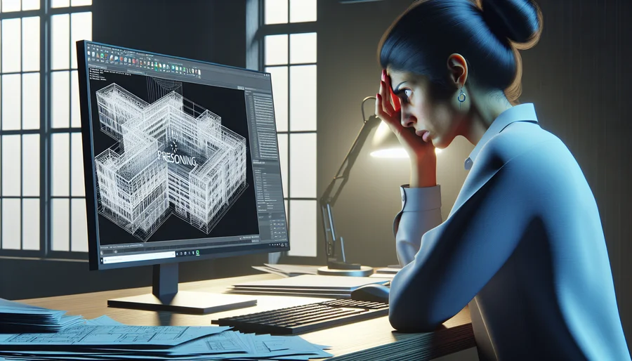Kiến trúc sư căng thẳng vì phần mềm Revit lag giật, treo máy khi xử lý mô hình BIM phức tạp.