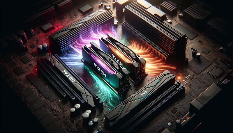 Kit RAM DDR5 6000MHz RGB được lắp trên mainboard AM5 với CPU AMD Ryzen 7000 cho gaming.