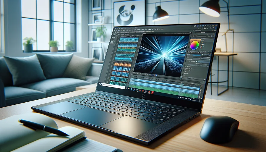 Laptop mỏng nhẹ trang bị card Intel Iris Xe xử lý mượt mà công việc văn phòng và thiết kế 2D trên Photoshop.