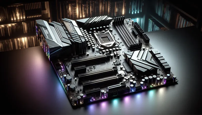 Mainboard Intel Z790 cao cấp với dàn VRM hầm hố, tản nhiệt lớn và nhiều khe cắm, dành cho ép xung CPU.