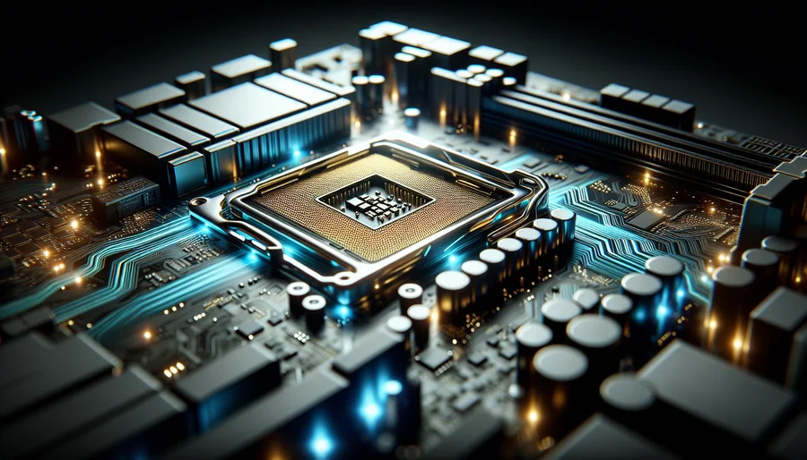 Mainboard PC đồ họa cao cấp hoạt động như một hệ thần kinh trung ương với các mạch điện tử phát sáng.