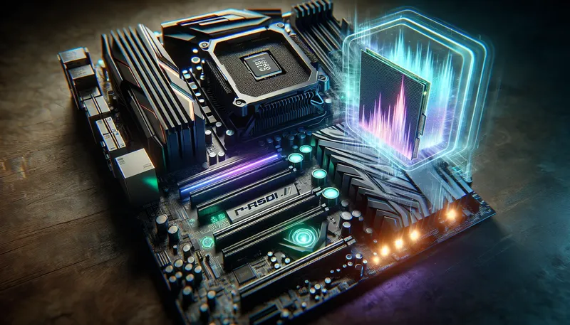Mainboard Z790 với hệ thống VRM mạnh mẽ và đèn RGB, thể hiện khả năng ép xung CPU Core i7 dòng K.