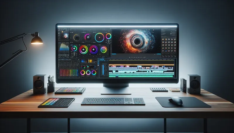 Màn hình 4K cho không gian làm việc rộng rãi để edit video chuyên nghiệp.