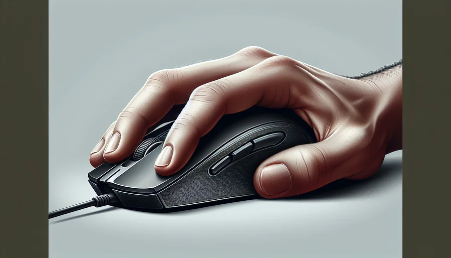 Minh họa chi tiết cách cầm chuột gaming kiểu Palm Grip, trong đó toàn bộ lòng bàn tay ôm trọn thân chuột.