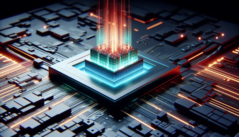Minh họa công nghệ AMD 3D V-Cache trên CPU Ryzen 9 7950X3D giúp tăng hiệu năng gaming.