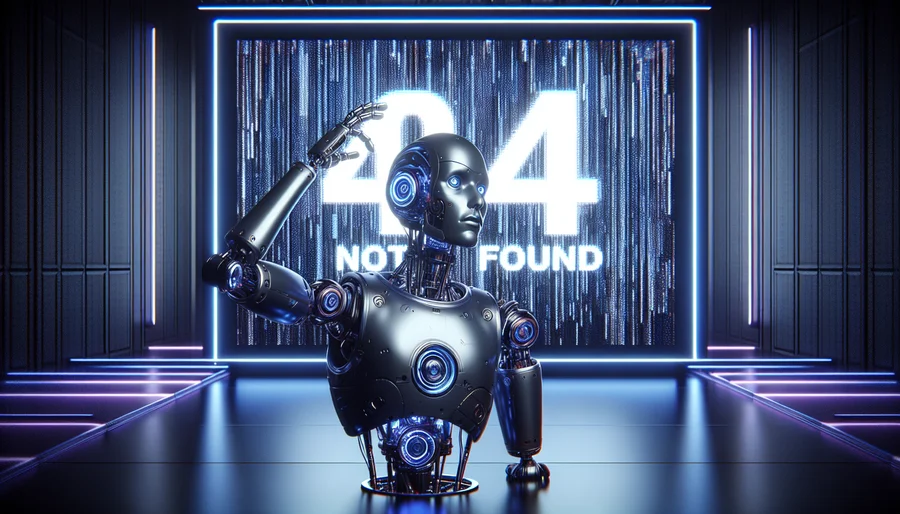 Minh họa robot AI Gemini bối rối trước lỗi 404 Not Found.