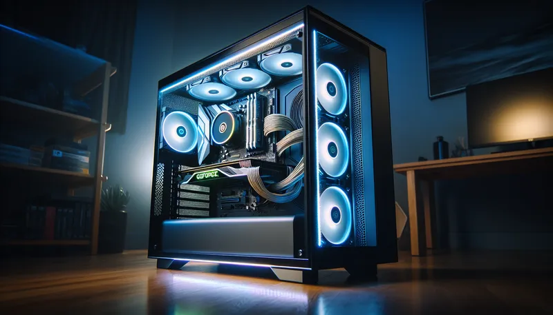 Một bộ PC gaming tầm trung được build tối ưu với card RTX 4060, hệ thống tản nhiệt và đèn LED RGB đẹp mắt.