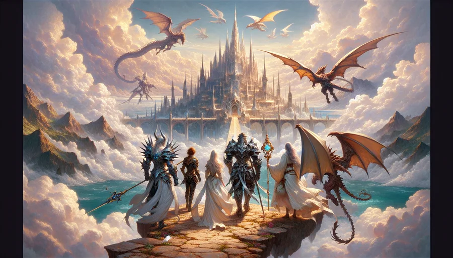 Một cảnh quan hùng vĩ trong thế giới của Final Fantasy XIV Heavensward.