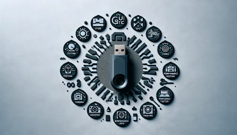 Một chiếc USB chứa các phần mềm cần thiết để test linh kiện PC cũ.