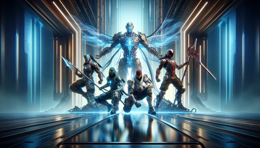 Đội game thủ hợp tác chiến thắng boss khổng lồ trong game co-op PC miễn phí Warframe.