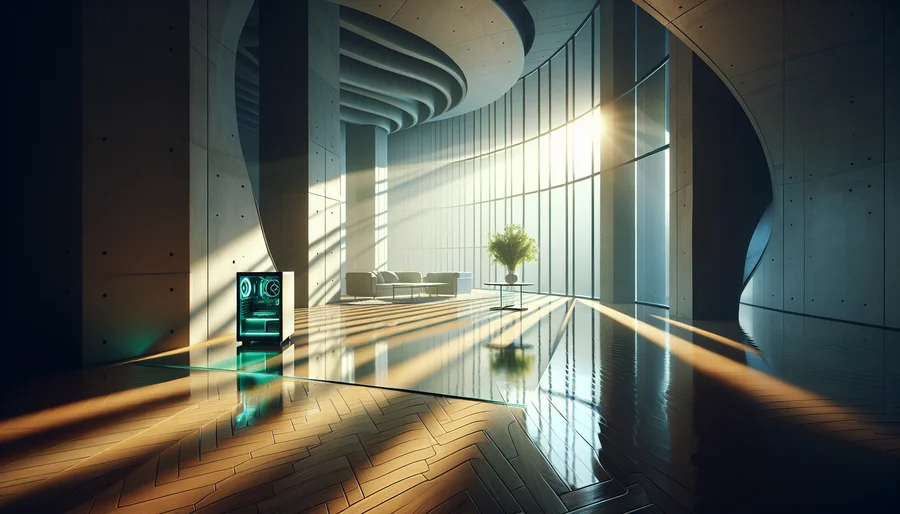 Render 3D kiến trúc với hiệu ứng Ray Tracing chân thực, thể hiện sức mạnh của card NVIDIA RTX.
