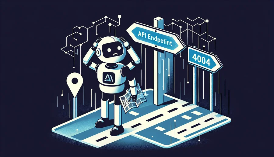 Robot bị lạc đường, minh họa cho lỗi API 404 Not Found không tìm thấy endpoint.