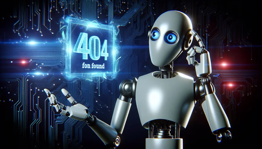 Robot Gemini bối rối khi gặp lỗi 404 Not Found.