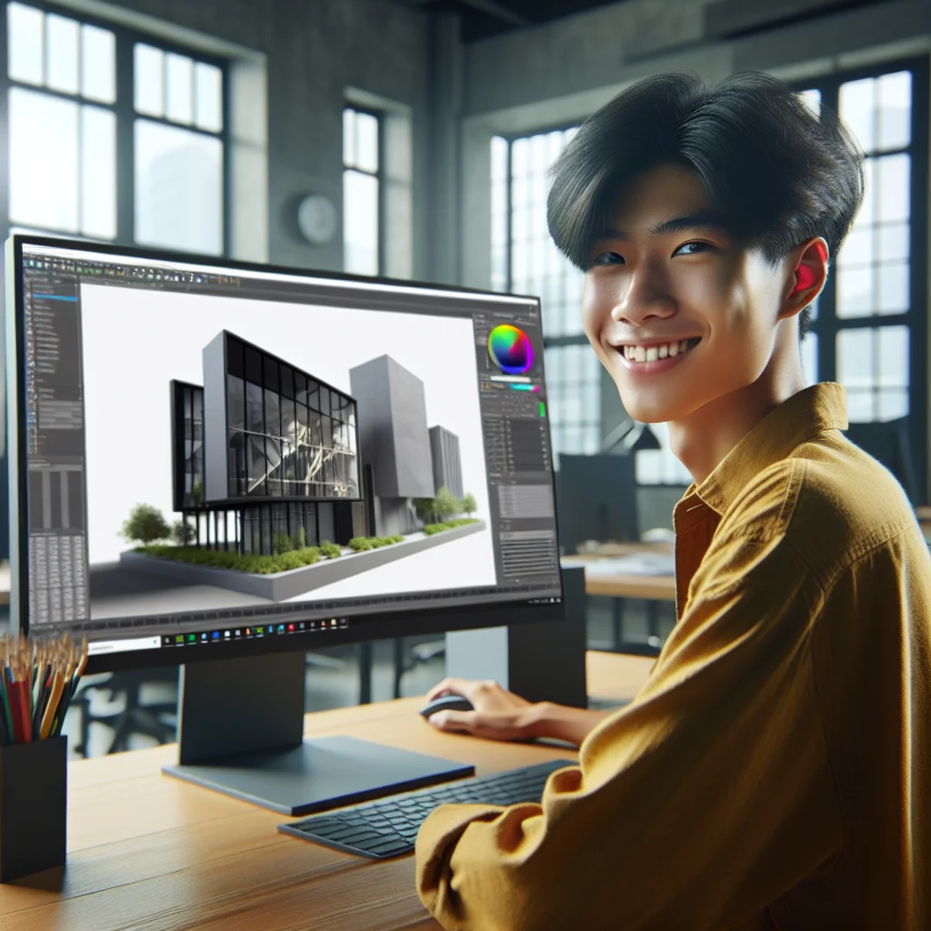 Sinh viên kiến trúc tự tin hoàn thành đồ án tốt nghiệp với PC đồ họa đầu tư thông minh.